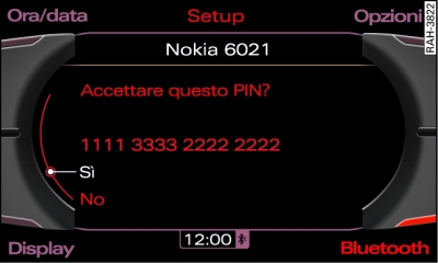 Visualizzazione del codice PIN per l'inserimento mediante il telefono cellulare